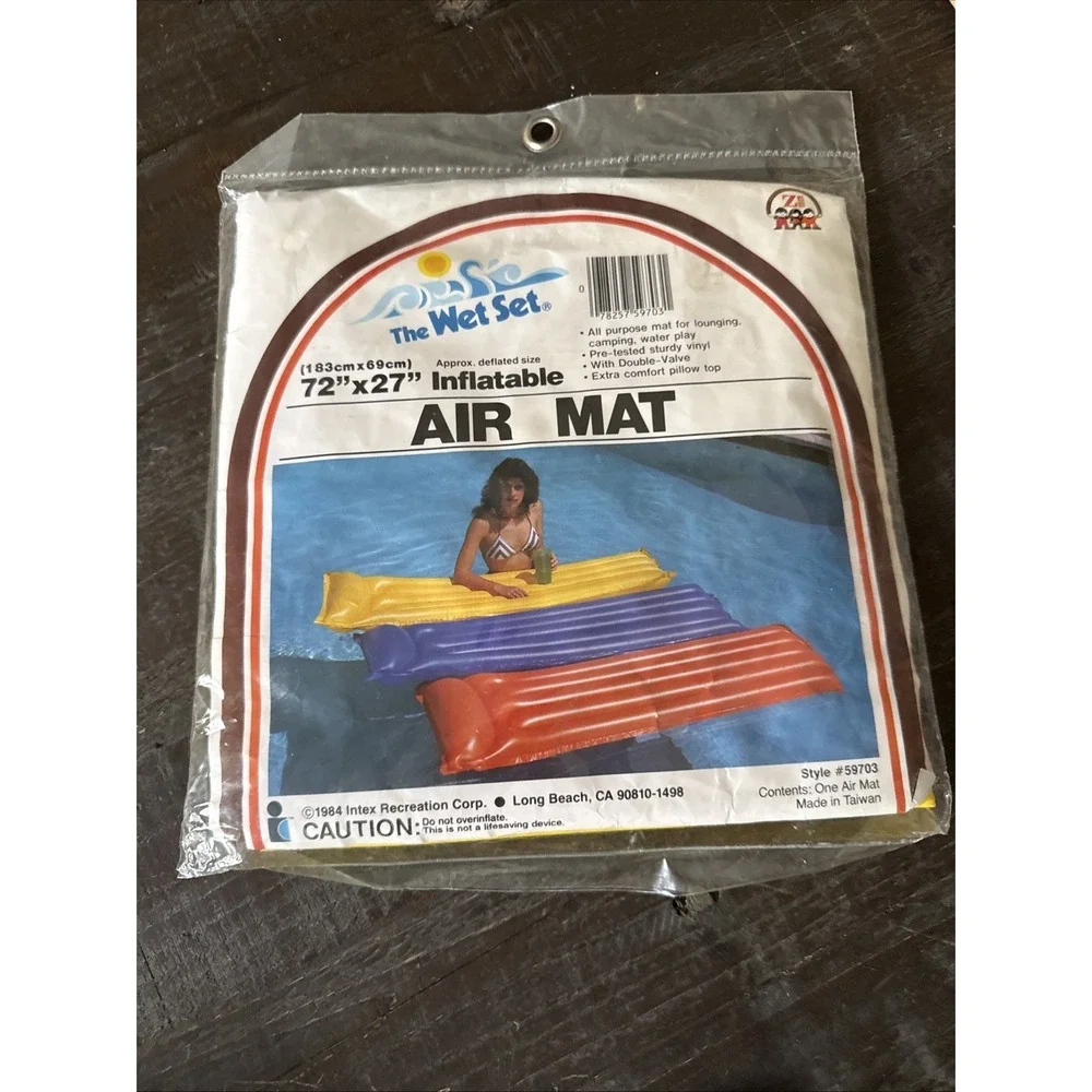 Vtg 1984 Intex The Wet Set Fabric/Vinyl Inflatable Air Mat‎ Float 72